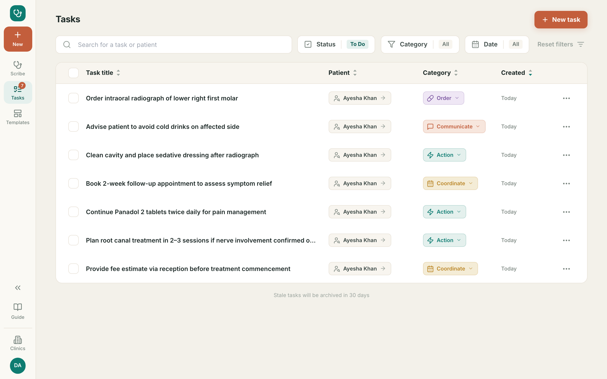 Your task list