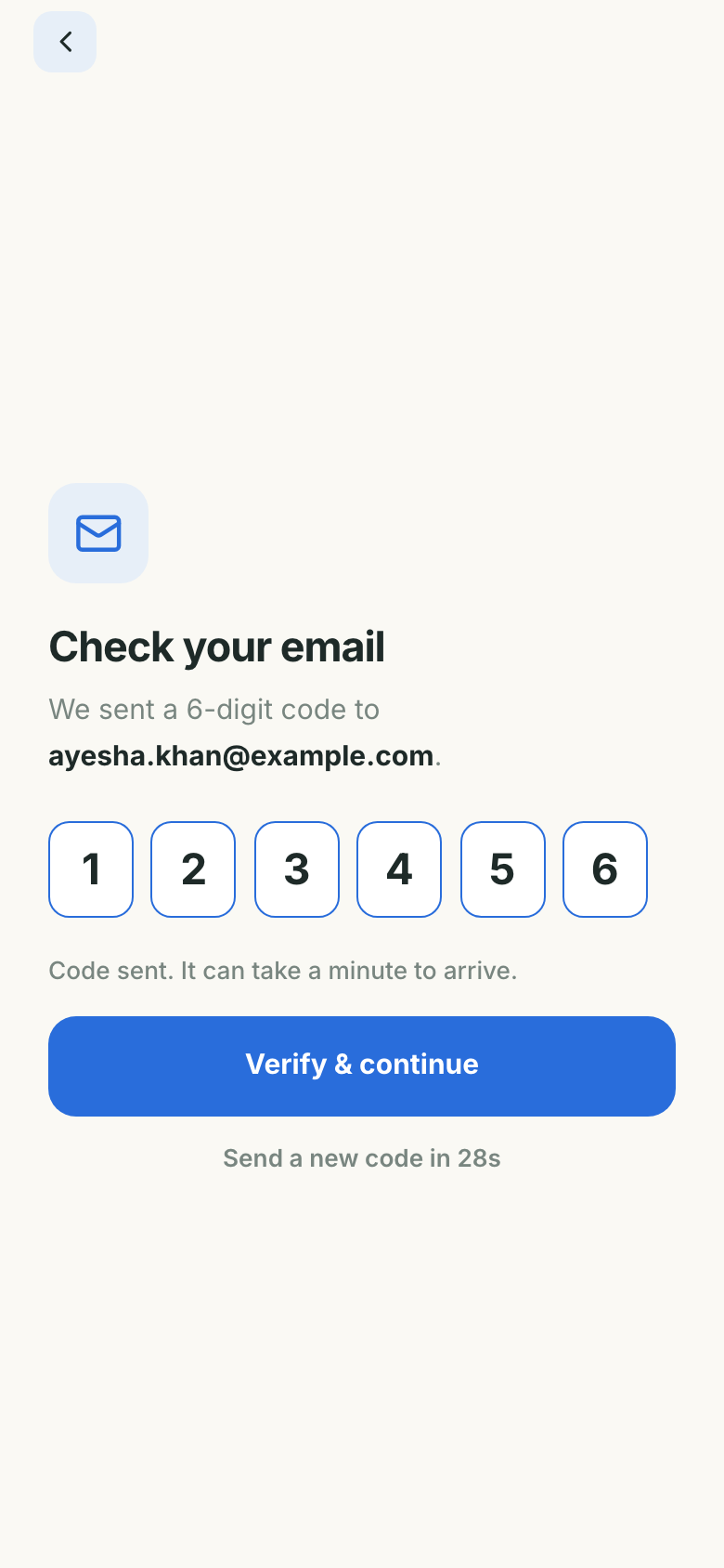 Type the code